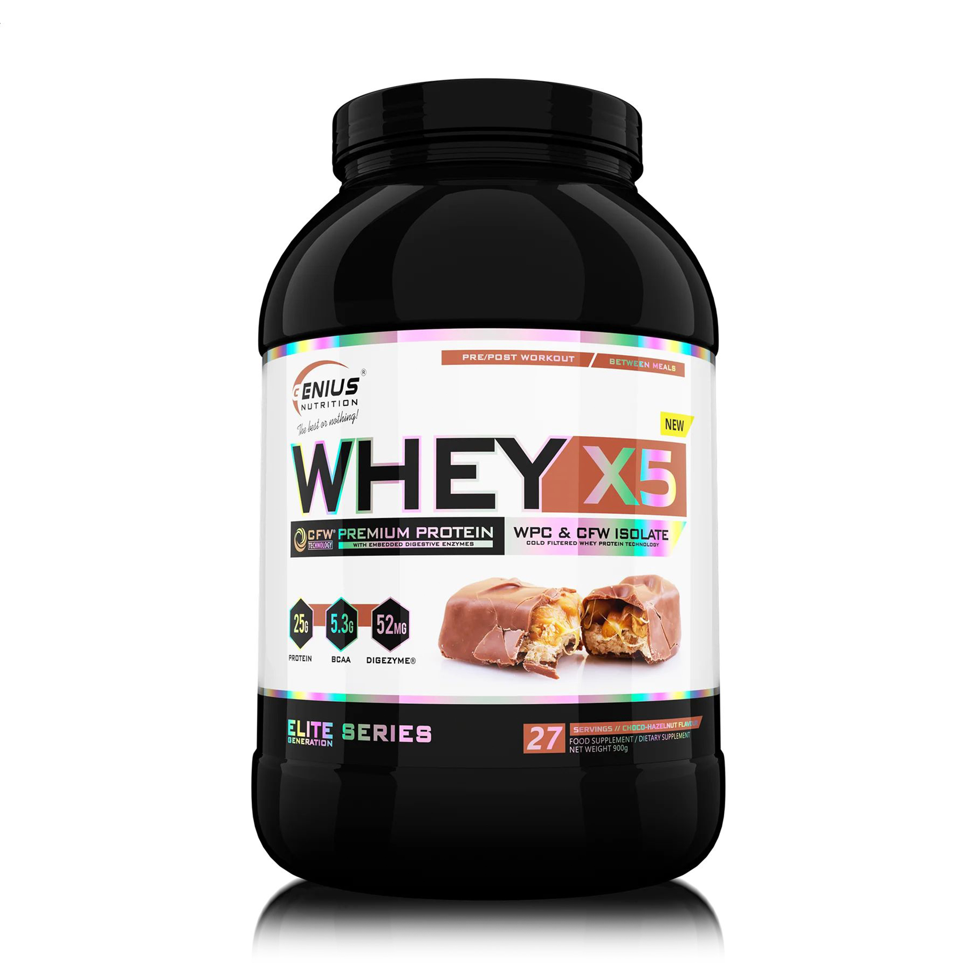 

Протеїн Genius Nutrition Whey-X5 Шоколад та лісовий горіх, в порошку, 900 г