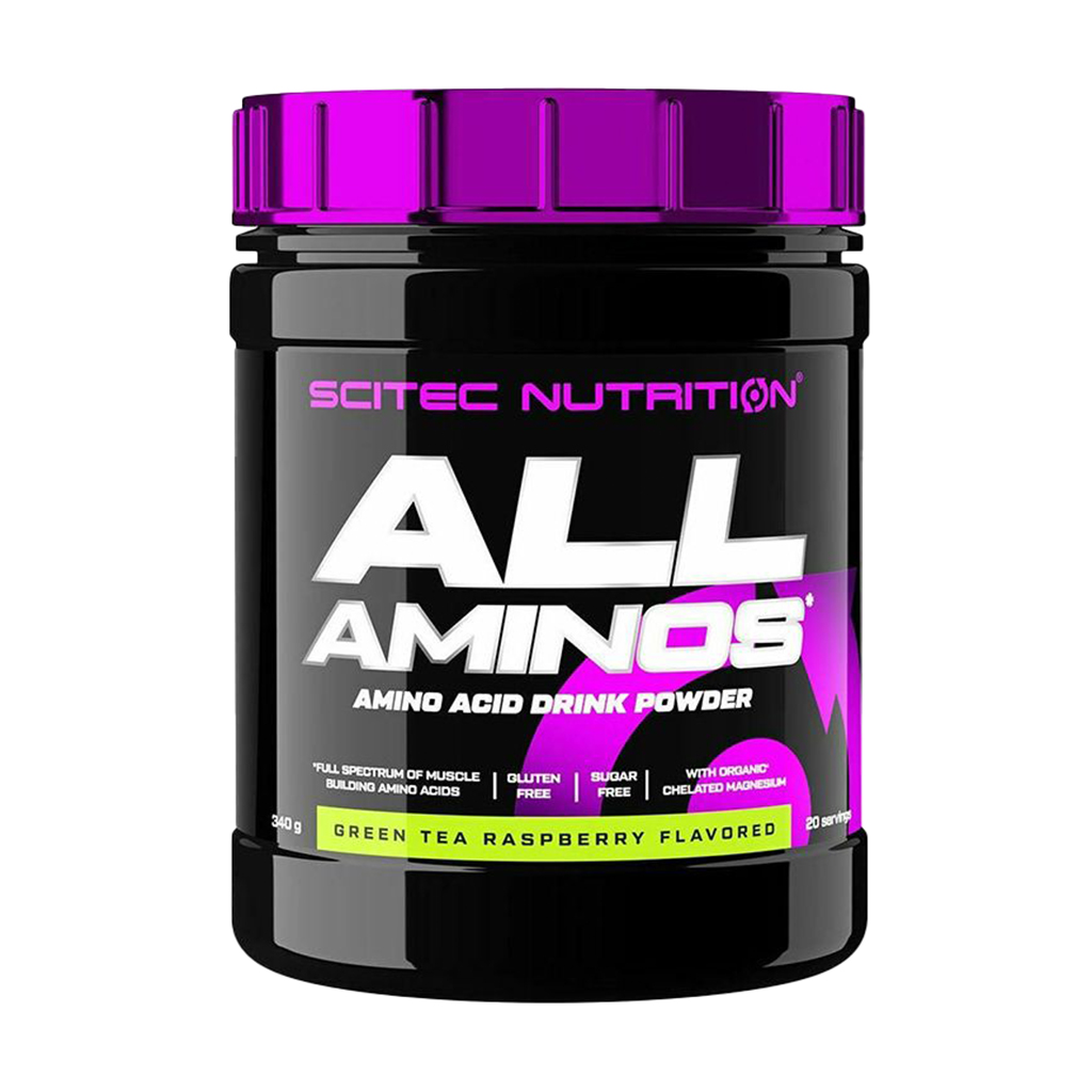 

Амінокислоти Scitec Nutrition All Aminos Зелений чай та малина, в порошку, 340 г