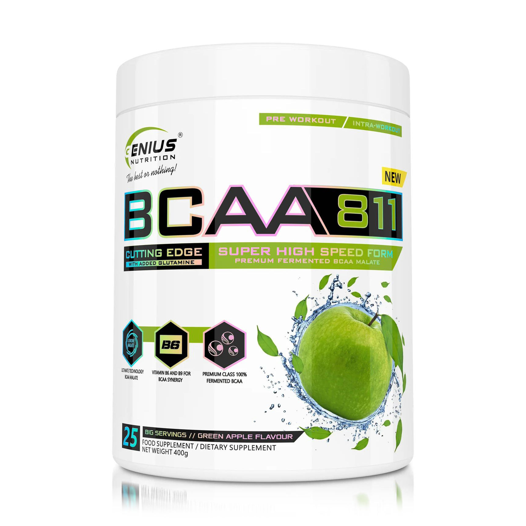 

Амінокислоти Genius Nutrition BCAA 8:1:1 Яблуко, в порошку, 400 г