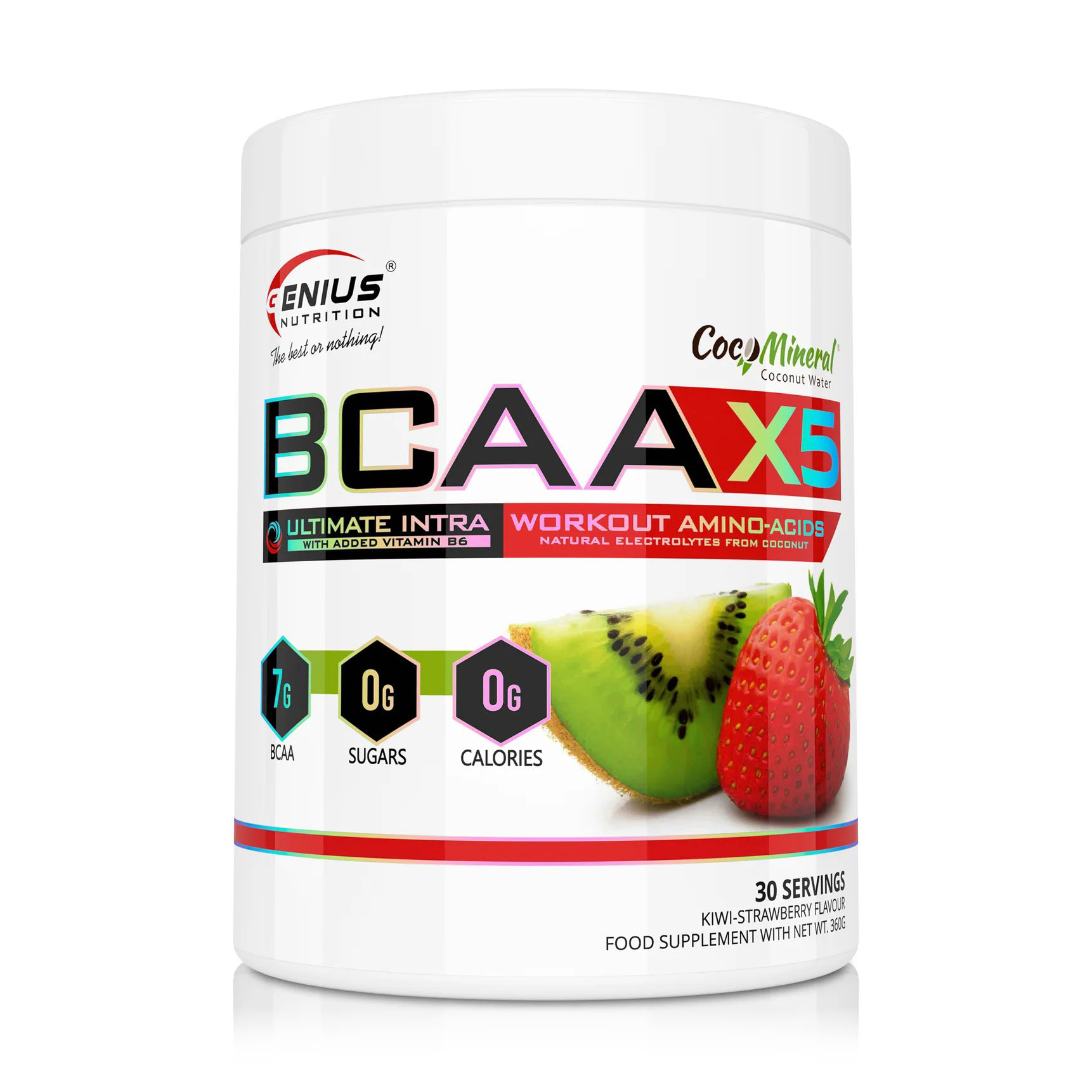 

Амінокислоти Genius Nutrition BCAA X5 Ківі-полуниця, в порошку, 360 г