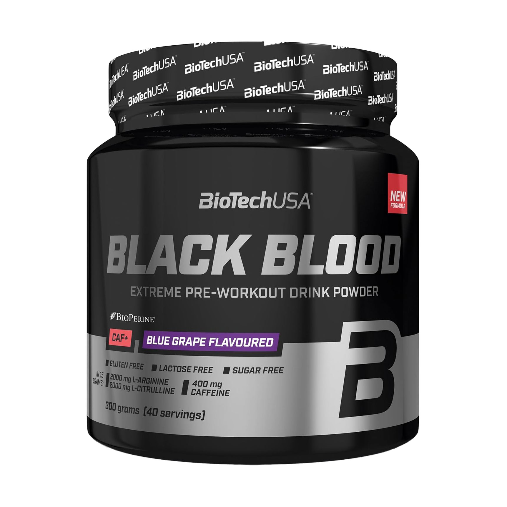 

Передтренувальний комплекс BioTechUSA Black Blood CAF+ Синій виноград, в порошку, 300 г