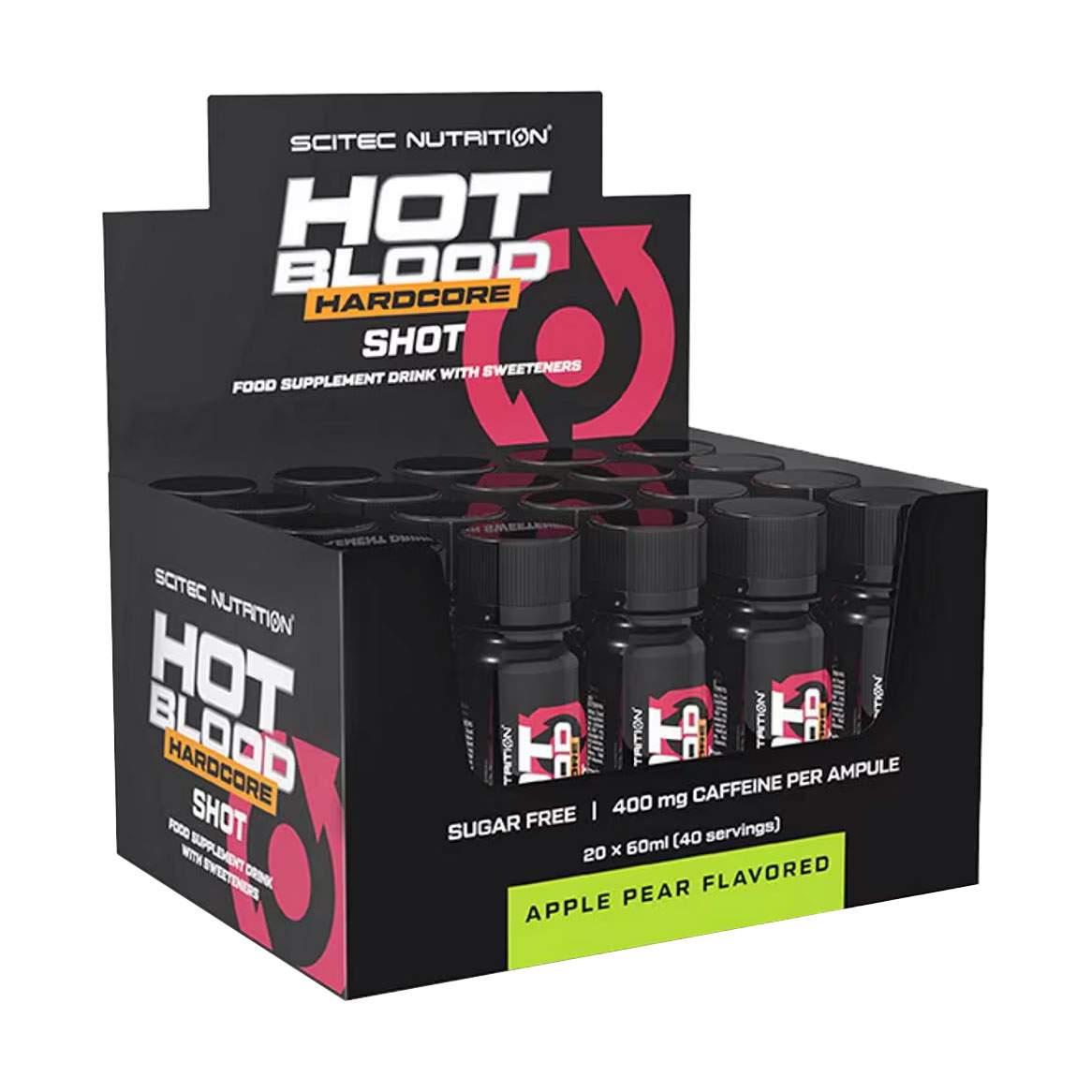 

Передтренувальний комплекс Scitec Nutrition Hot Blood Hardcore Shot Яблуко та груша, в рідині, 20*60 мл