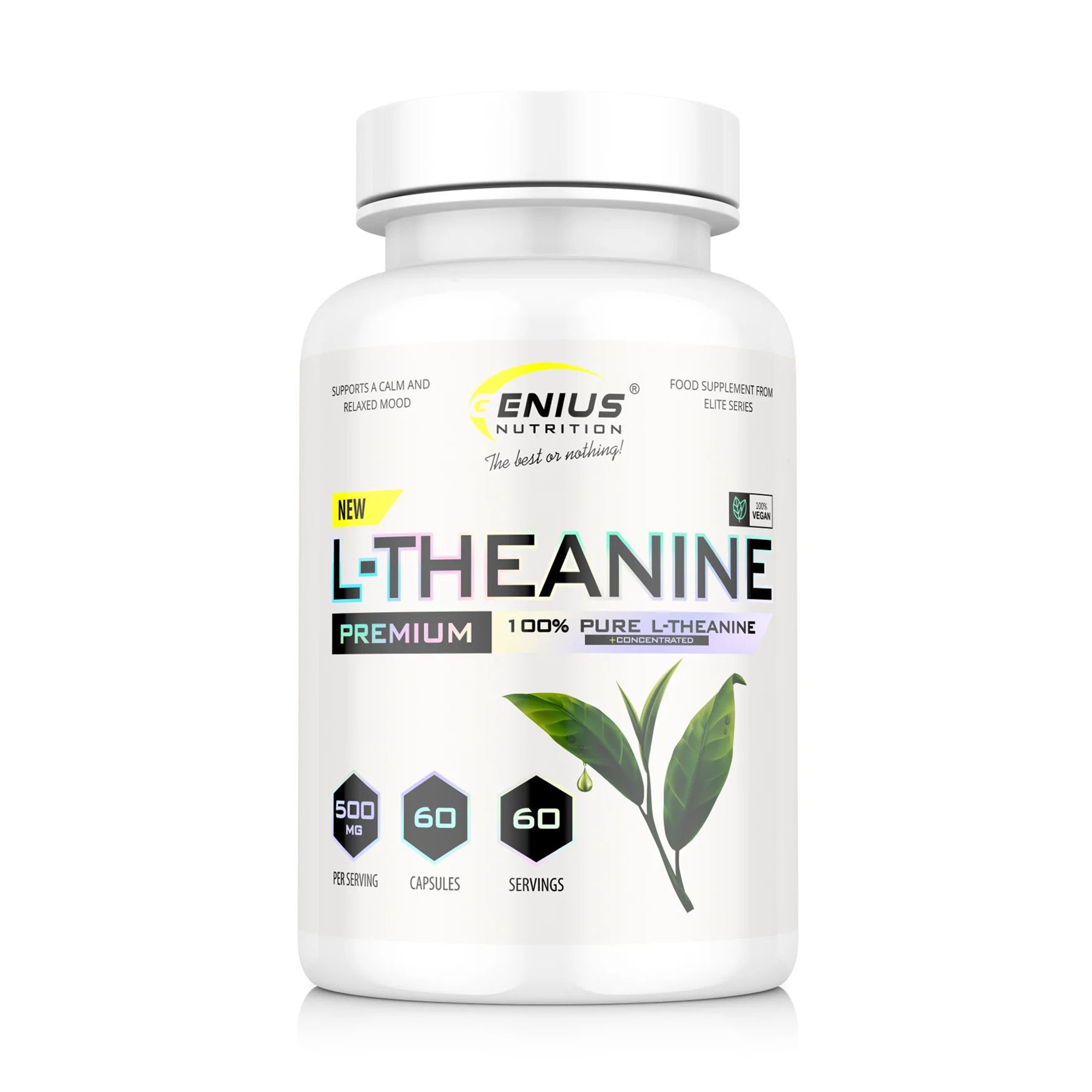 

L-Теанін Genius Nutrition L-Theanine 500 мг, 60 капсул