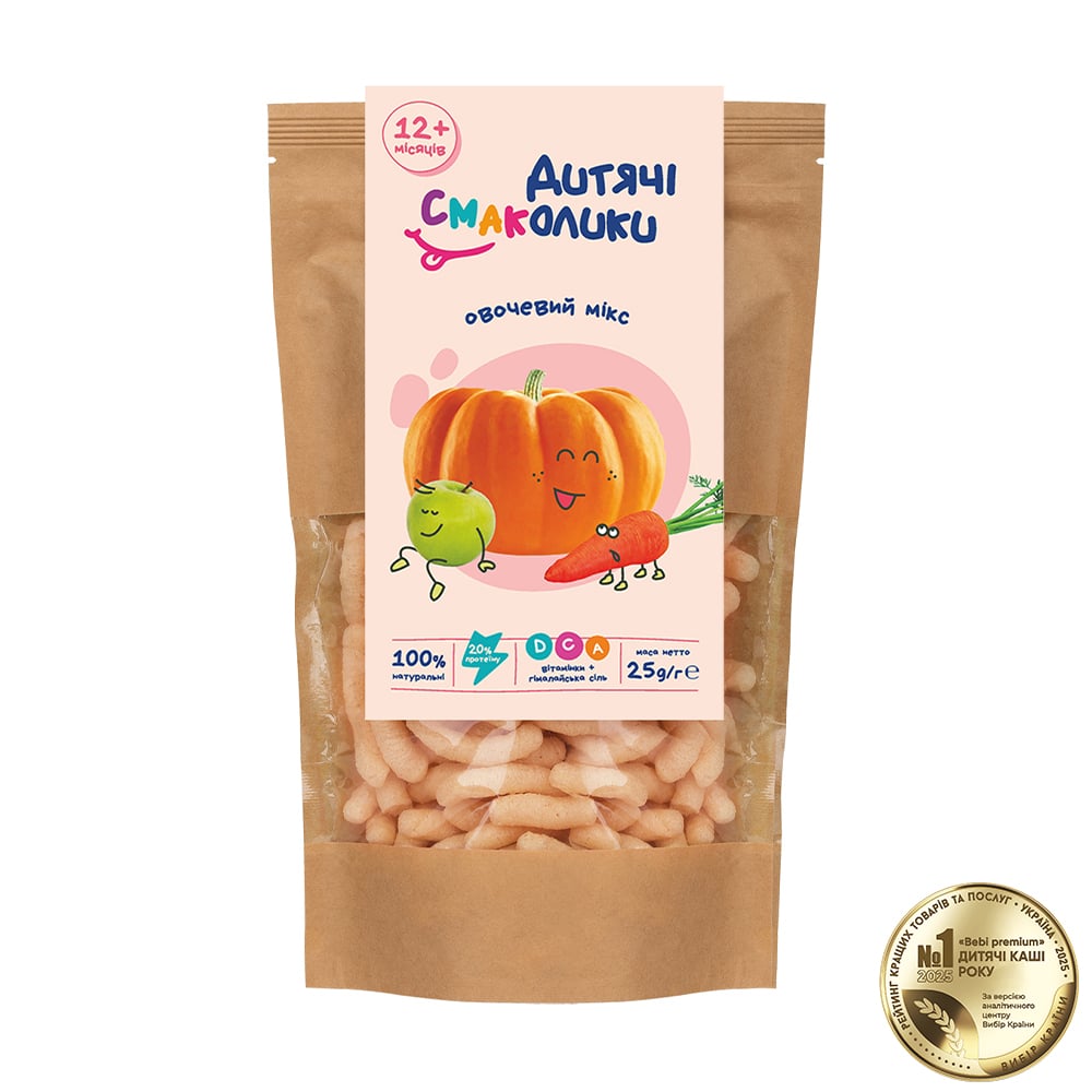 

Дитячі снеки Дитячі смаколики Овочевий мікс, від 1 року, 25 г