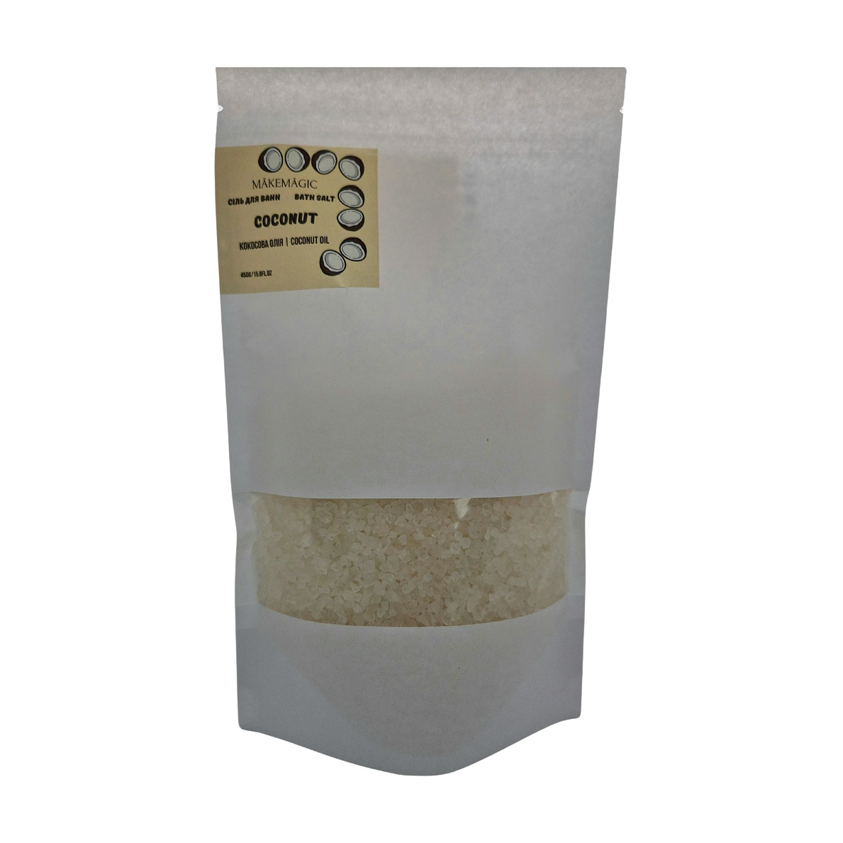 

Уцінка! Сіль для ванни MAKEMAGIC Bath Salt Кокос, з олією кокоса, 450 г