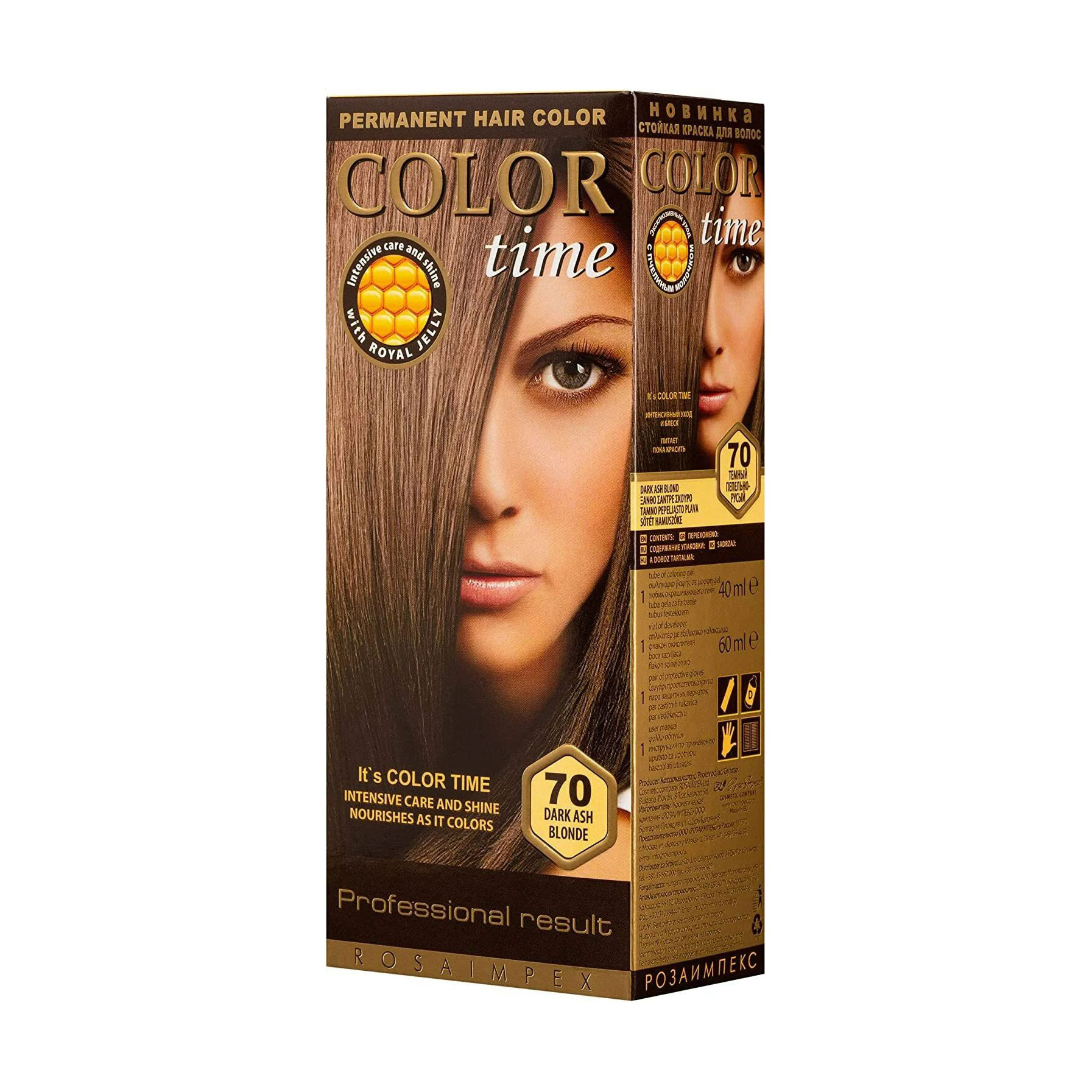 

Фарба для волосся Color Time Permanent Hair Color 70 Темний попелясто-русявий, 115 мл