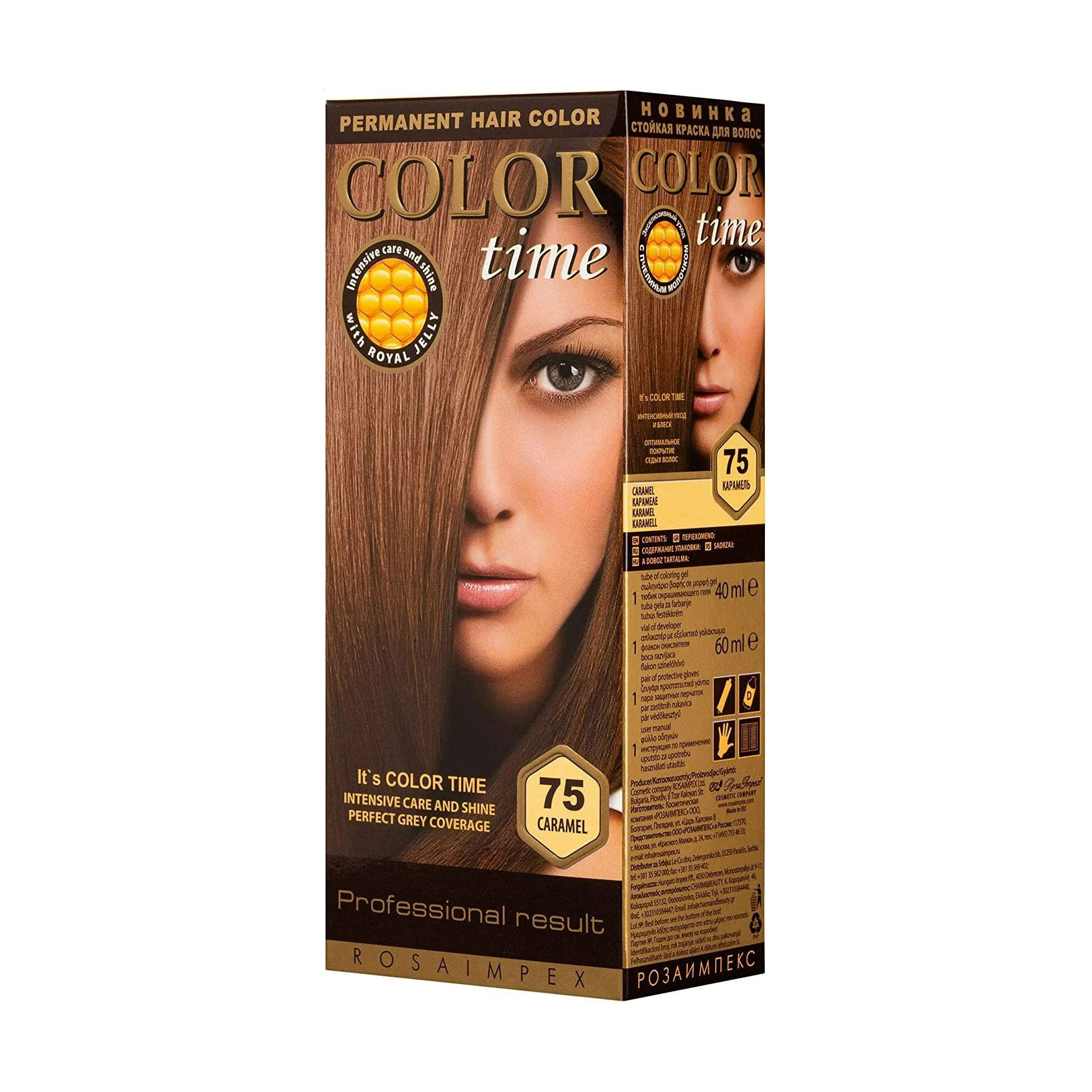 

Уцінка! Фарба для волосся Color Time Permanent Hair Color 75 Карамель, 115 мл