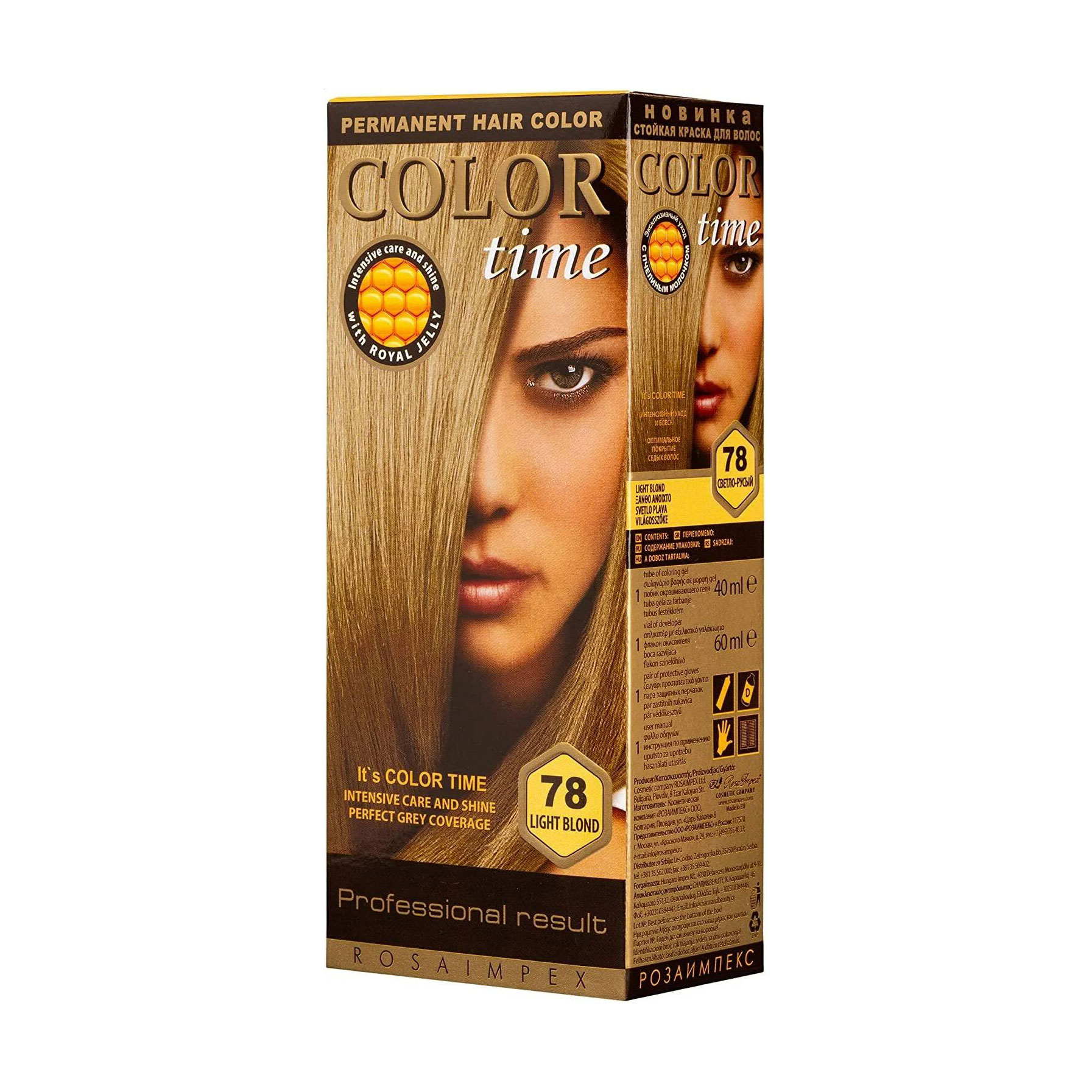 

Фарба для волосся Color Time Permanent Hair Color 78 Світло-русявий, 115 мл