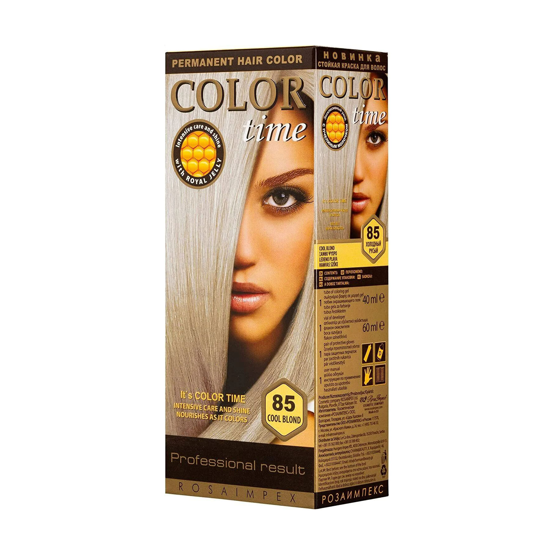 

Фарба для волосся Color Time Permanent Hair Color 85 Холодний русявий, 115 мл