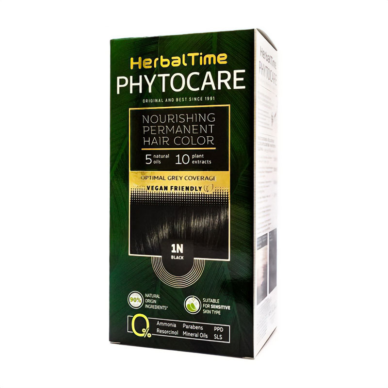 

Безаміачна фарба для волосся Herbal Time Phytocare Permanent Hair Color 1N Чорний, 125 мл