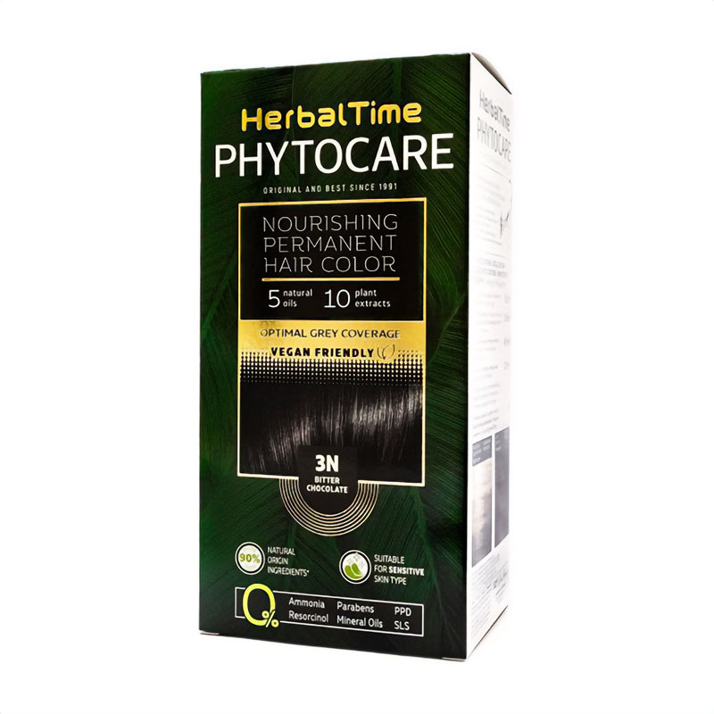 

Безаміачна фарба для волосся Herbal Time Phytocare Permanent Hair Color 3N Гіркий шоколад, 125 мл