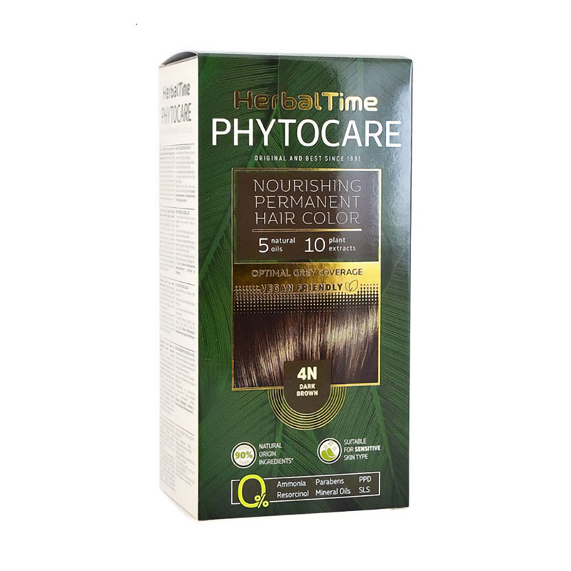 

Безаміачна фарба для волосся Herbal Time Phytocare Permanent Hair Color 4N Темно-коричневий, 125 мл