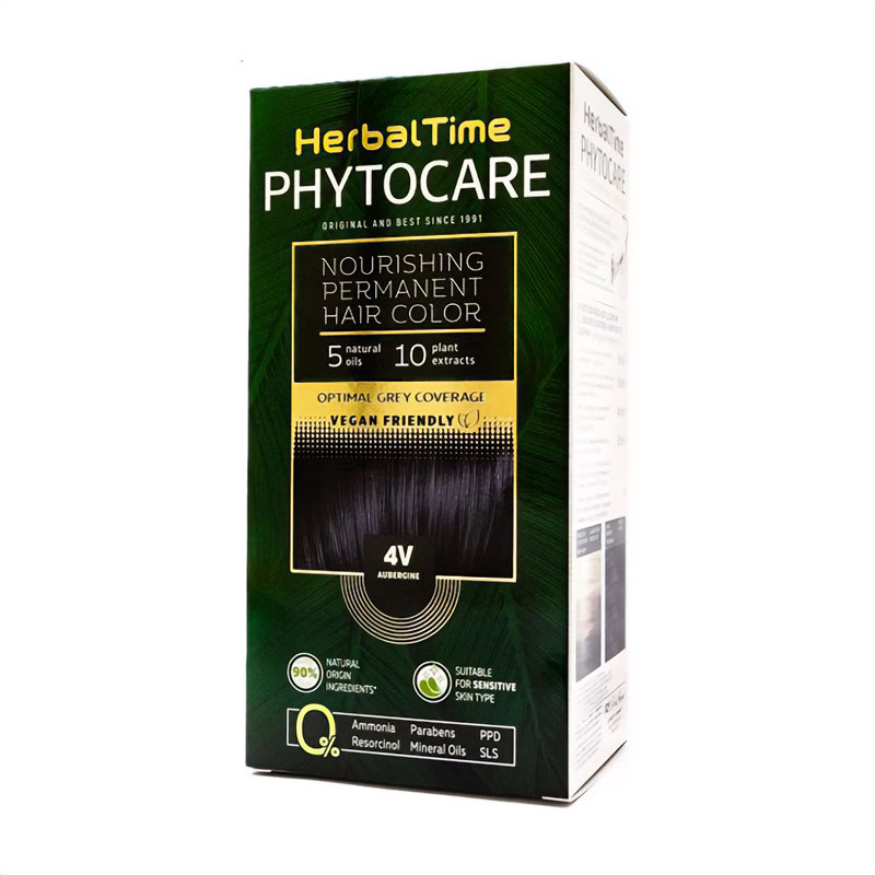 

Безаміачна фарба для волосся Herbal Time Phytocare Permanent Hair Color 4V Баклажан, 125 мл