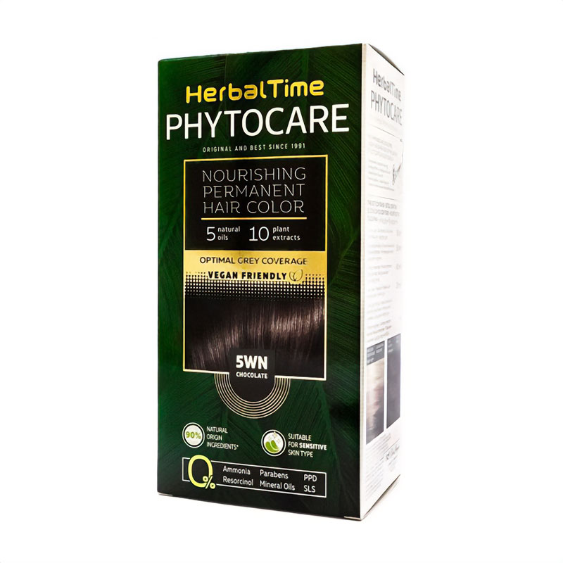 

Уцінка! Безаміачна фарба для волосся Herbal Time Phytocare Permanent Hair Color 5WN Шоколад, 125 мл