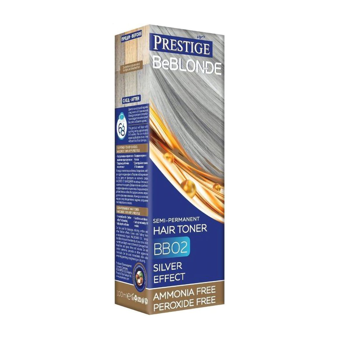 

Уцінка! Безаміачний відтіночний бальзам для волосся Vip's Prestige BeBlond Semi-Permanent Hair Toner BB02 Silver Effect, 100 мл