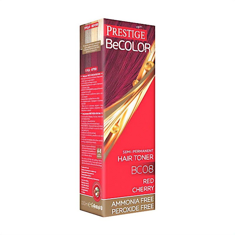 

Уцінка! Безаміачний відтінковий бальзам для волосся Vip's Prestige BeColor Semi-Permanent Hair Toner BC08 Червона вишня, 100 мл