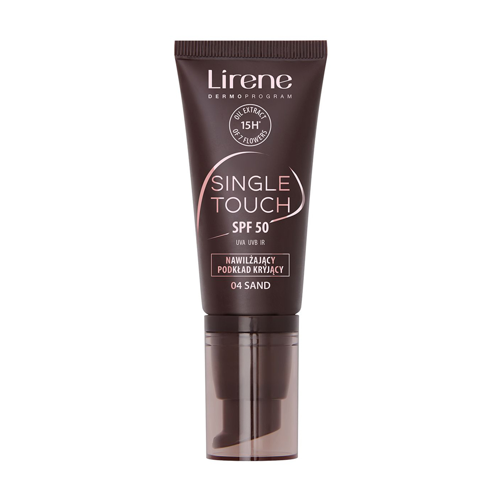 

Тональна основа для обличчя Lirene Single Touch SPF 50 Moisturizing Covering Foundation 04 Sand, 30 мл