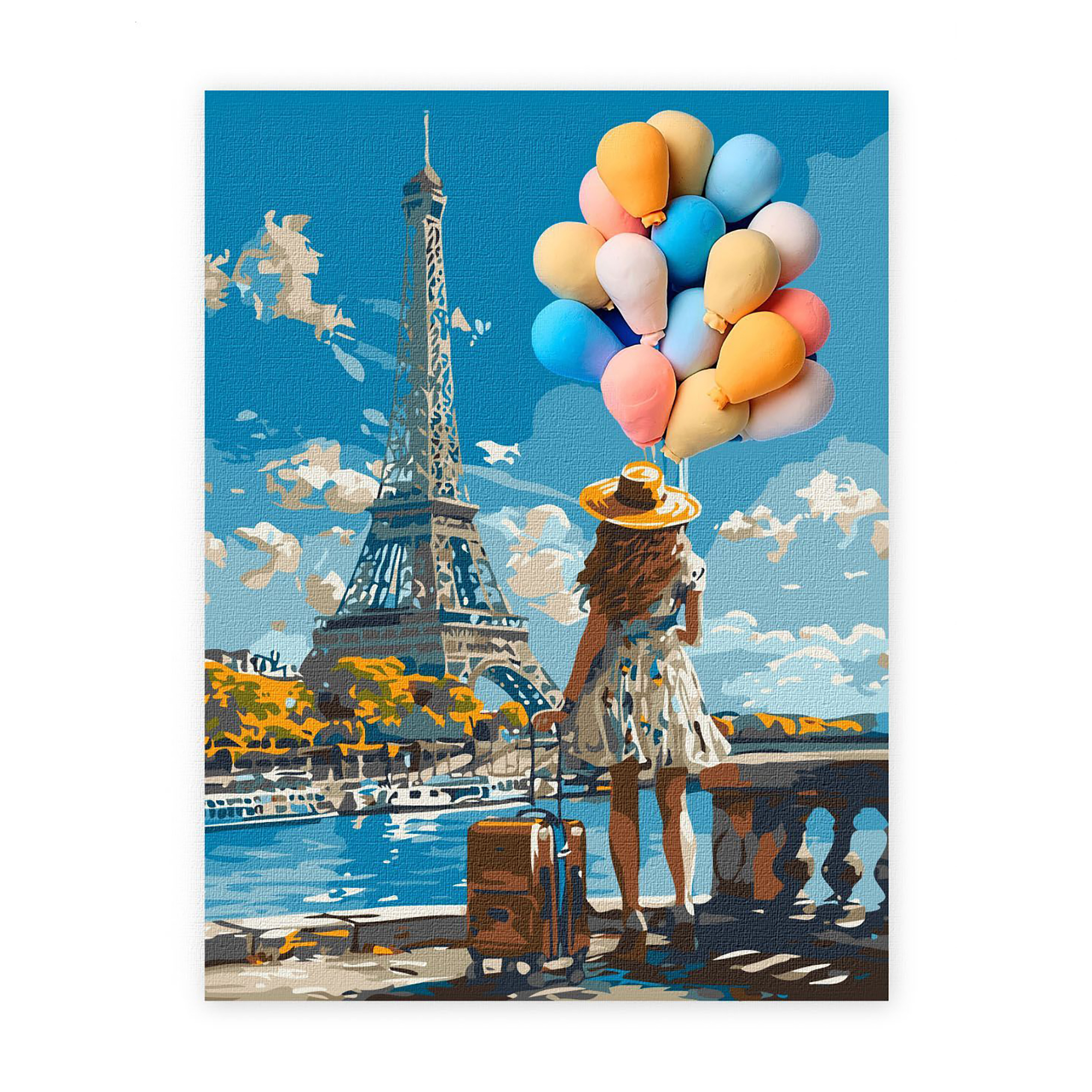 

Картина за номерами Ideyka Вітання з Парижу з фарбами та повітряною глиною, 30*40 см (30006)