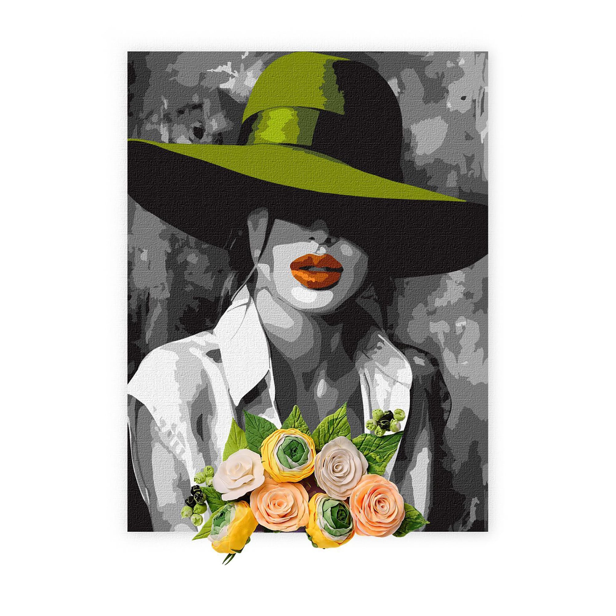 

Картина за номерами Ideyka Жінка в капелюсі з фарбами та повітряною глиною, 30*40 см (30007)