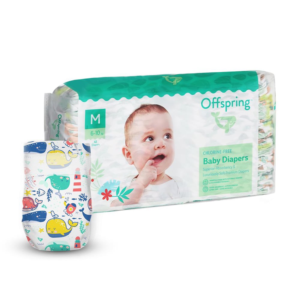Підгузки Offspring Willy The Whale розмір M (6-10 кг), 42 шт