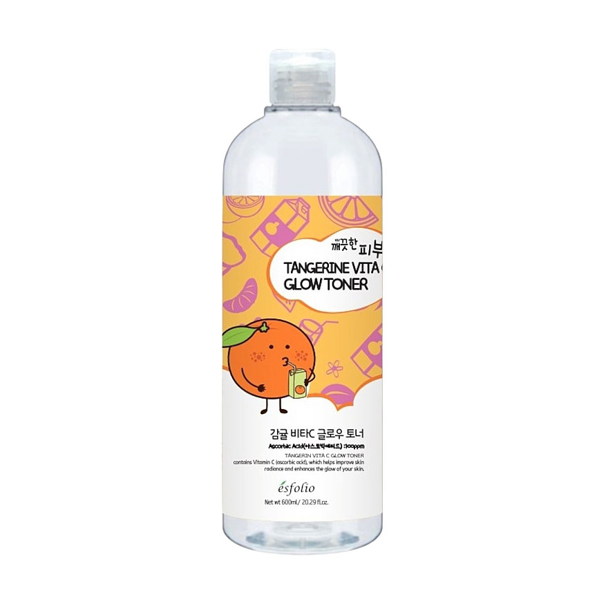 Уцінка! Тонер для обличчя Esfolio Pure Skin Tangerine Vita C Glow Toner з вітаміном C та екстрактом мандарина, 600 мл