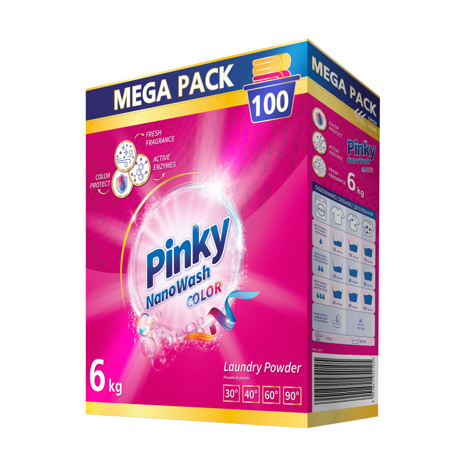 

Уцінка! Пральний порошок Pinky NanoWash Color для кольорових тканин, 100 циклів прання, 6 кг