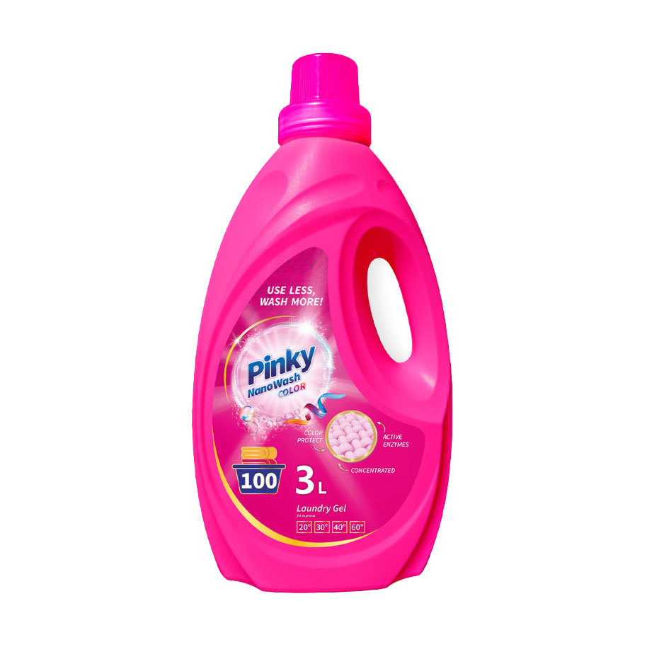 

Гель для прання Pinky NanoWash Color для кольорових тканин, 100 циклів прання, 3 л