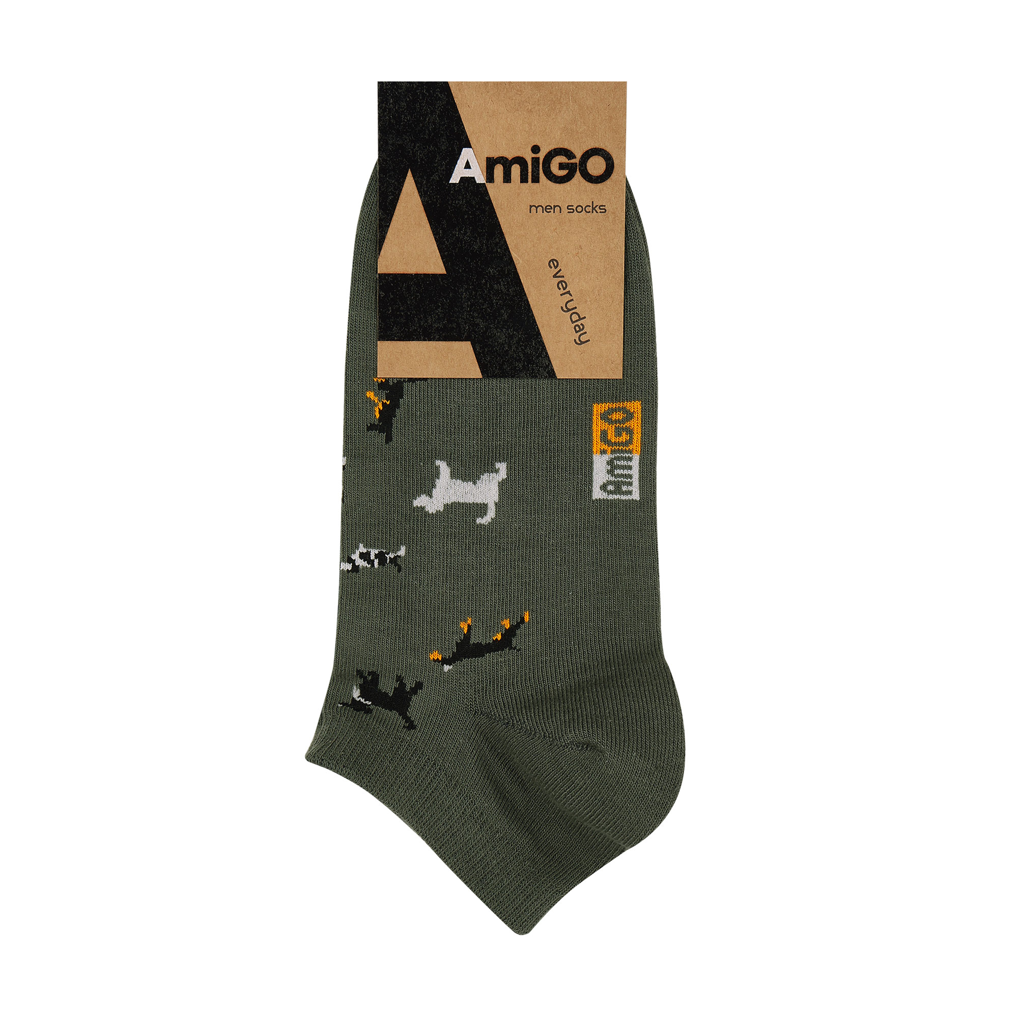 

Шкарпетки чоловічі AmiGO собаки, хакі, розмір 29