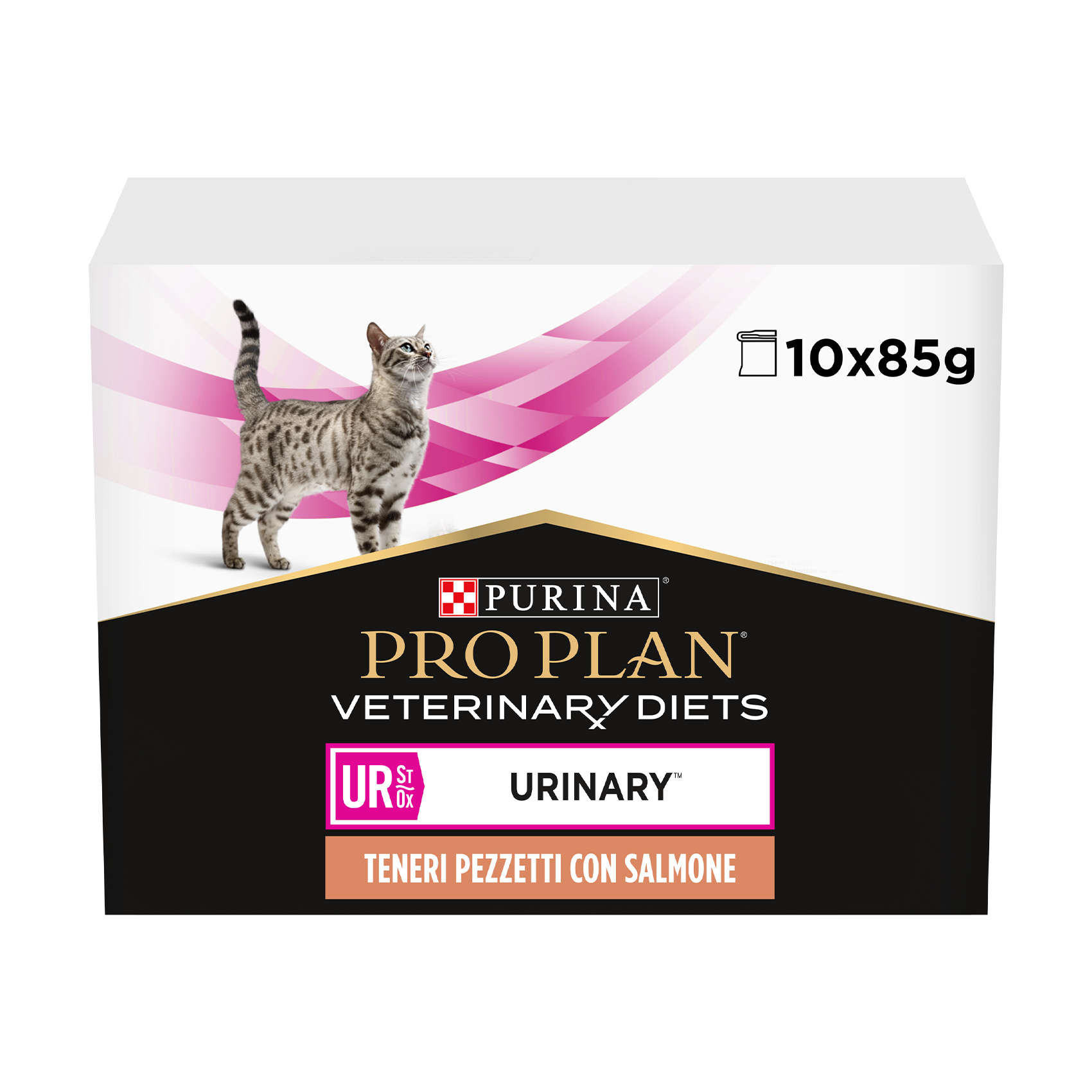 

Уцінка! Вологий корм для дорослих котів Pro Plan Veterinary Diets UR ST/OX Urinary для розчинення та зниження утворення каменів, з лососем, 10*85 г