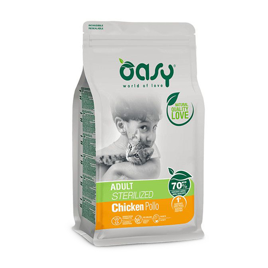 

Сухий корм для стерилізованих кішок Oasy Lifestage Adult Sterilized з куркою, 1.5 кг