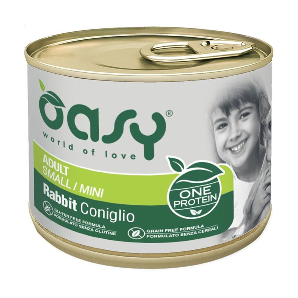 

Вологий корм для дорослих собак малих порід Oasy One Animal Protein Adult Small/Mini з кроликом, 200 г