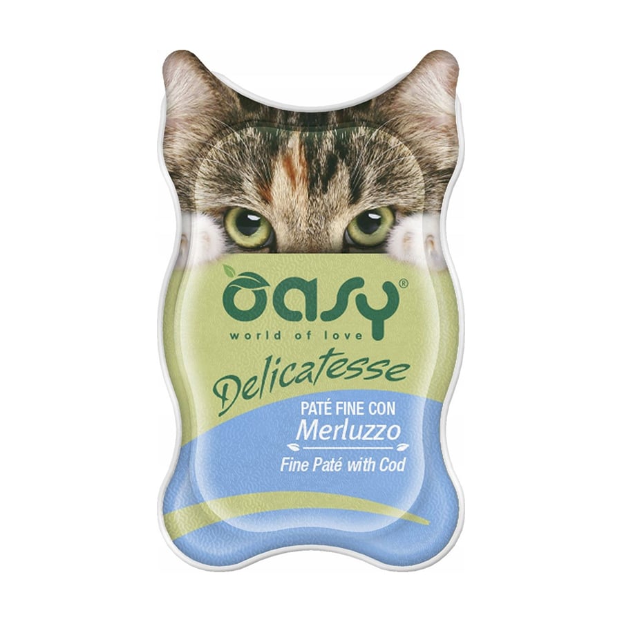 

Уцінка! Вологий корм для котів Oasy Delicatesse з тріскою, 85 г