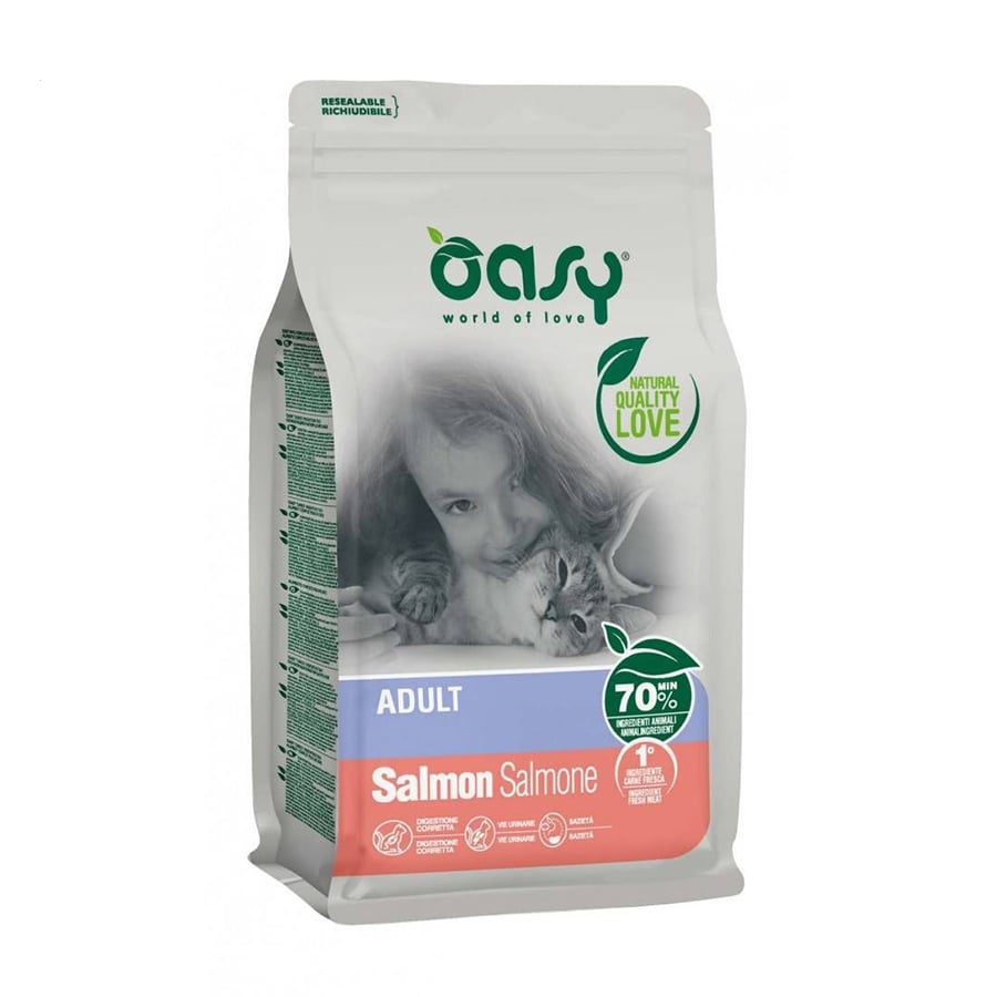 

Сухий корм для кішок Oasy Lifestage Adult з лососем, 7.5 кг