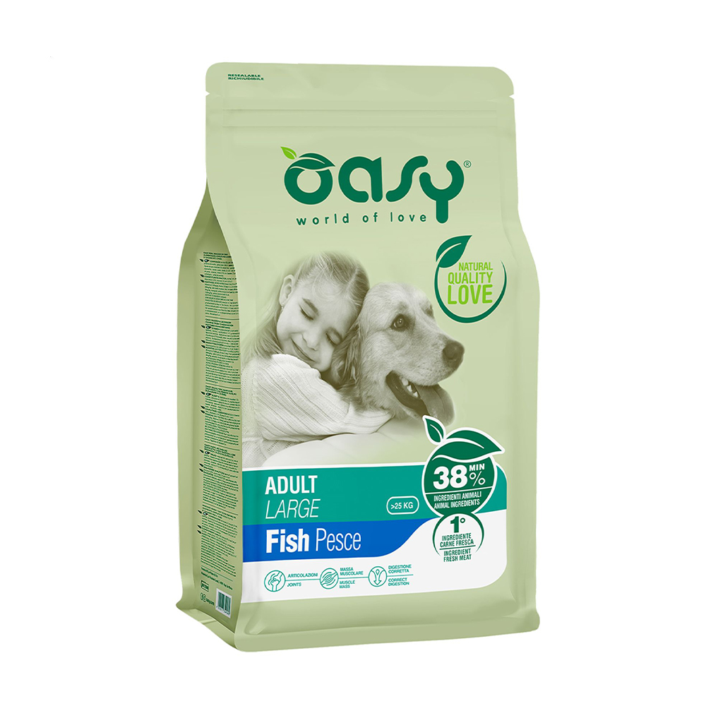 

Уцінка! Сухий корм для дорослих собак великих порід Oasy Lifestage Adult Large з рибою, 12 кг