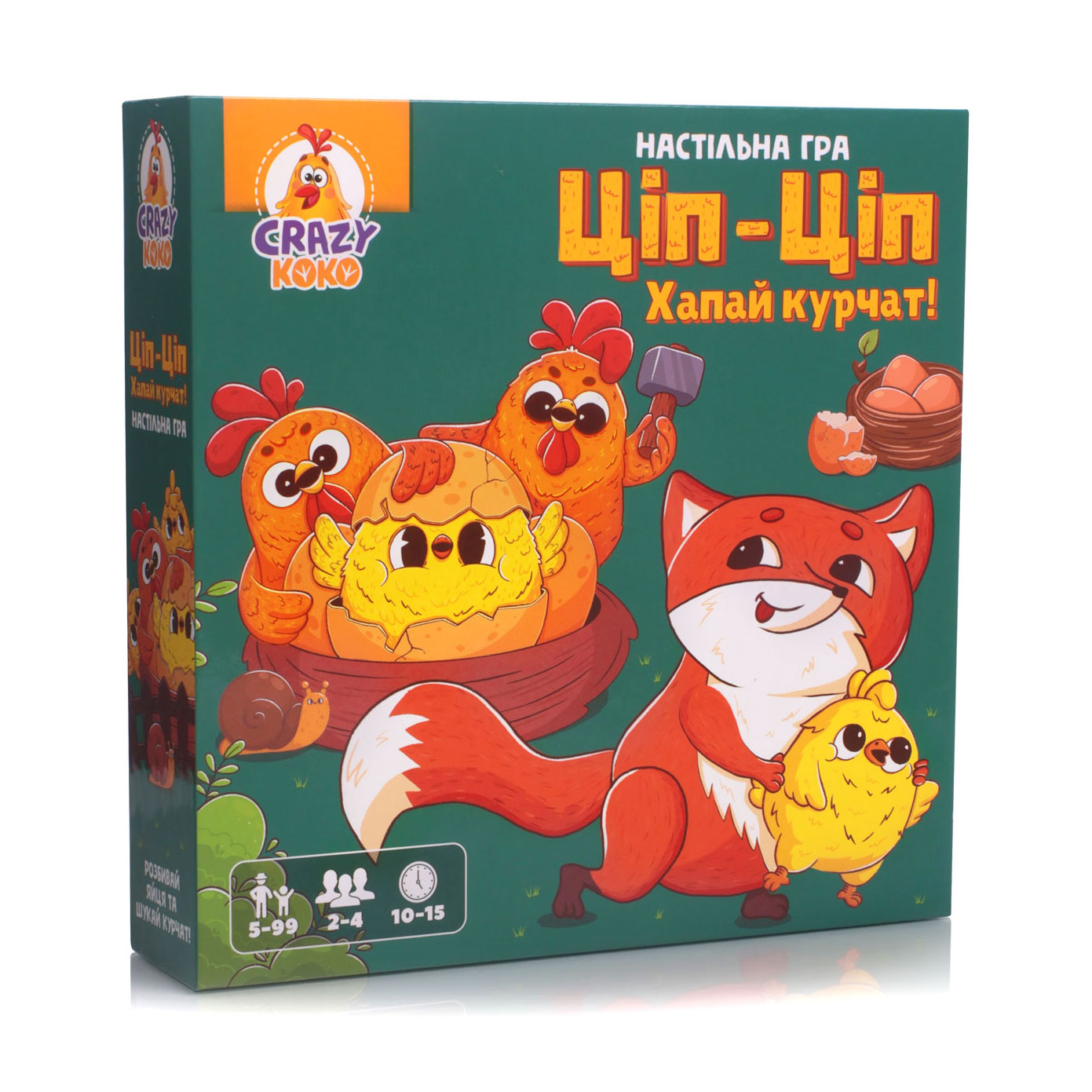 

Настільна гра Vladi Toys Ціп-Ціп Хапай курчат!, 26*6.5*26 см, від 5 років, 85 елементів (VT8055-42)