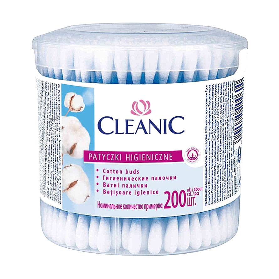 

Уцінка! Ватні палички в круглій банці Cleanic Face Care Cotton Buds, 200 шт