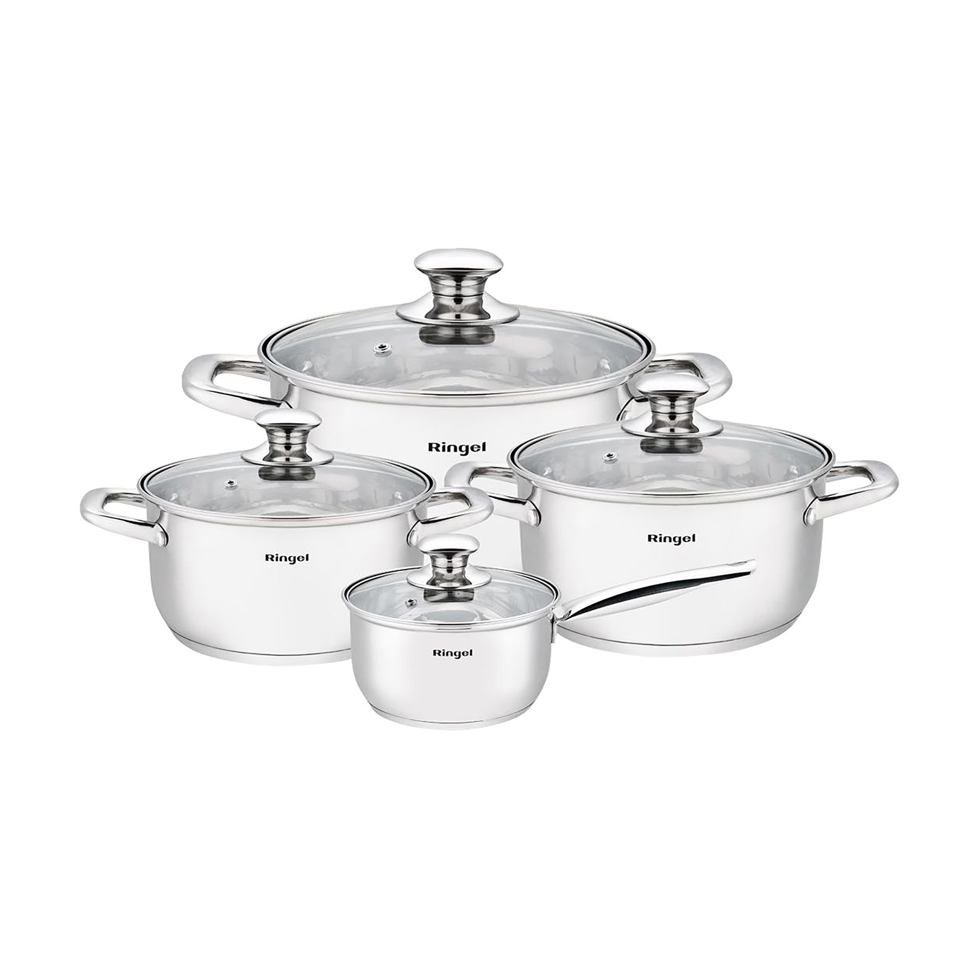 

Уцінка! Набір посуду Ringel Grey Line (каструля 1.6 л + каструля, 2.3 л + каструля, 3.2 л + каструля, 5.5 л) (RG-6009)