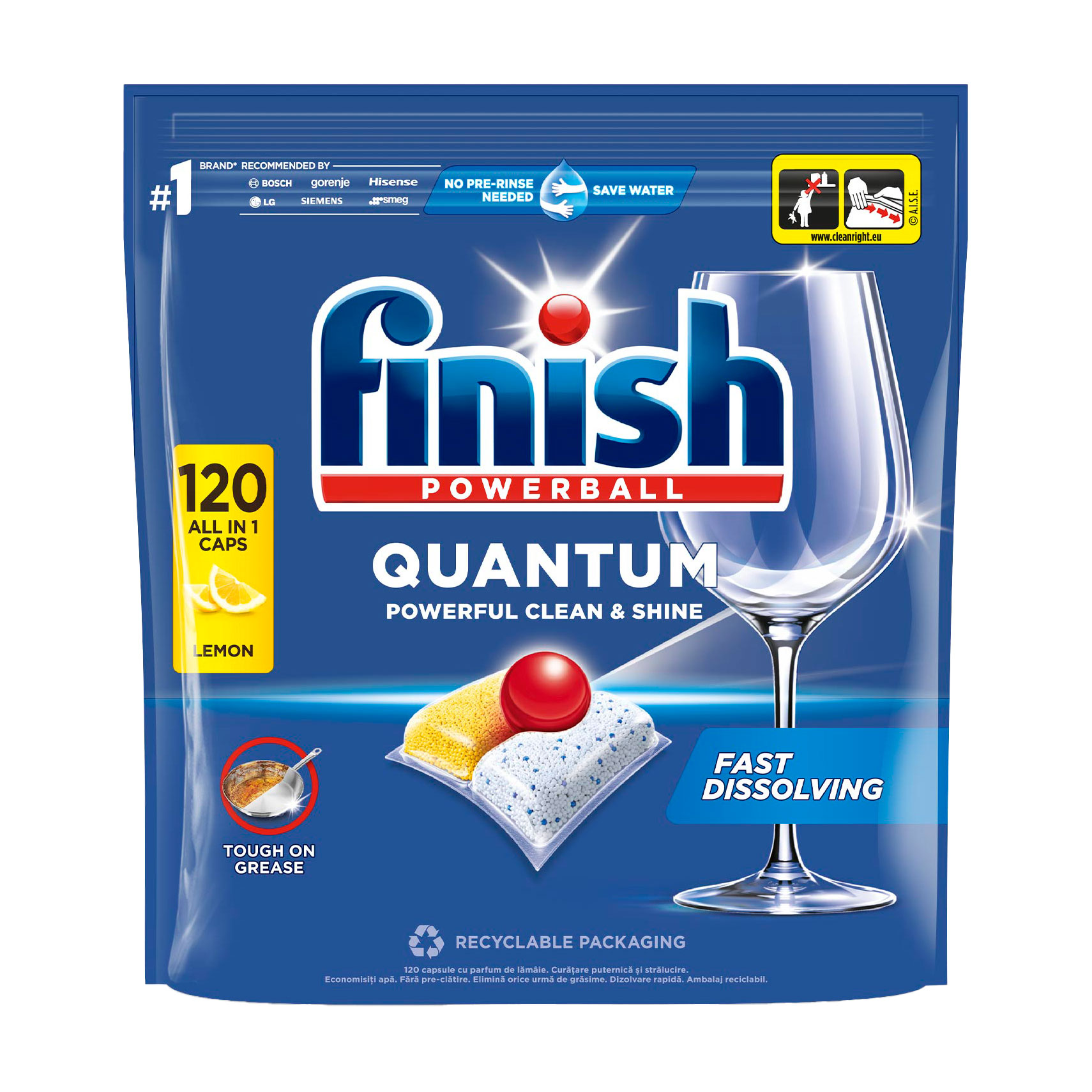 

Уцінка! Таблетки для миття посуду в посудомийних машинах Finish Quantum All in 1 Lemon, 120 шт