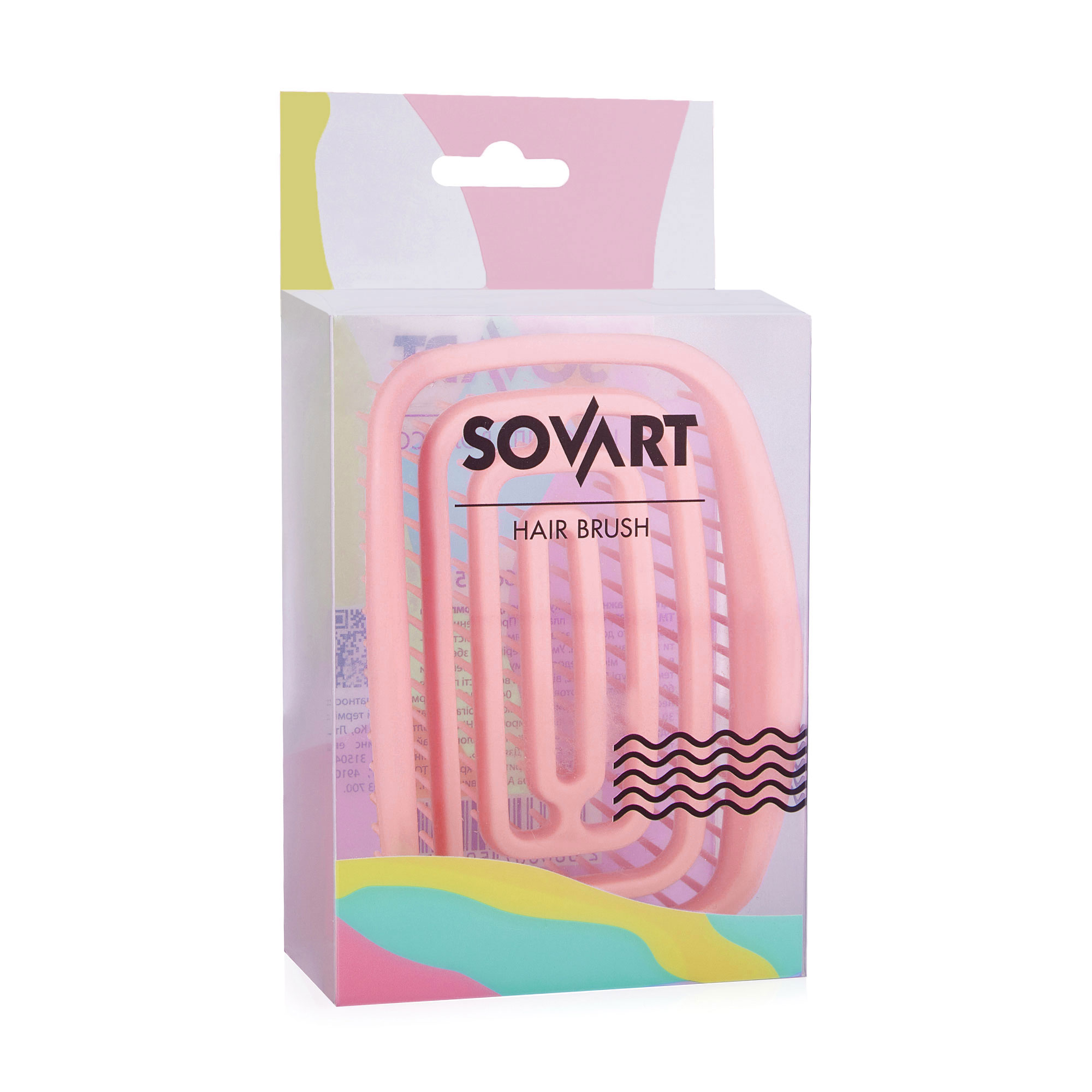 

Компактна масажна щітка для волосся Sovart прямокутна, продувна, рожева, 1 шт