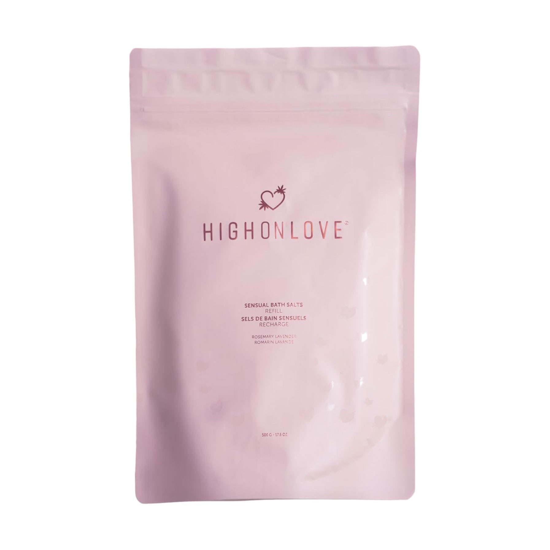 

Рожева сіль для ванни HighOnLove Sensual Bath Salt з олією насіння канабісу, 500 г (рефіл)