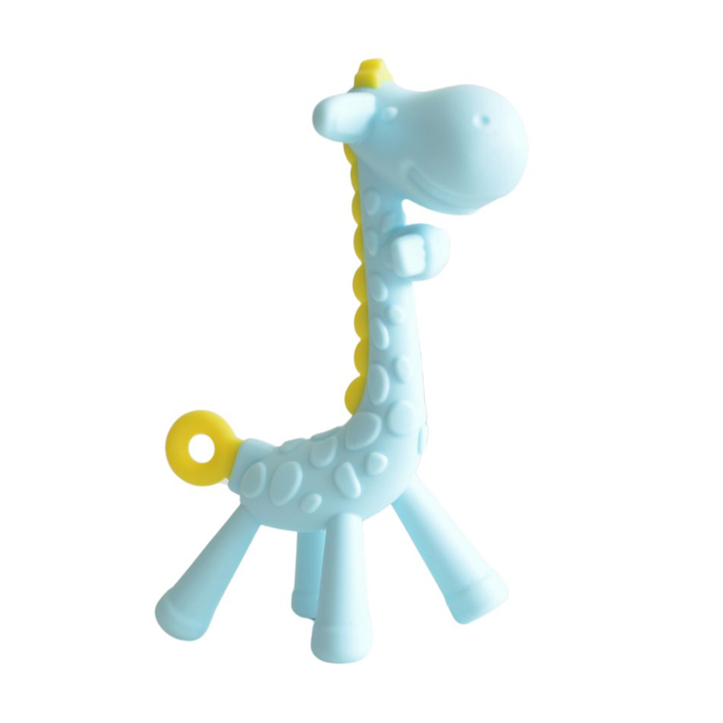 

Дитяча іграшка-прорізувач для зубів Lindo силіконова, блакитна, від 3 місяців (Li 330)