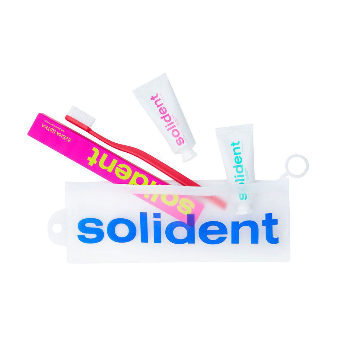 

Уцінка! Набір для подорожей Solident Mint & Peach (зубна паста, 2*25 мл + зубна щітка, 1 шт + косметичка, 1 шт)