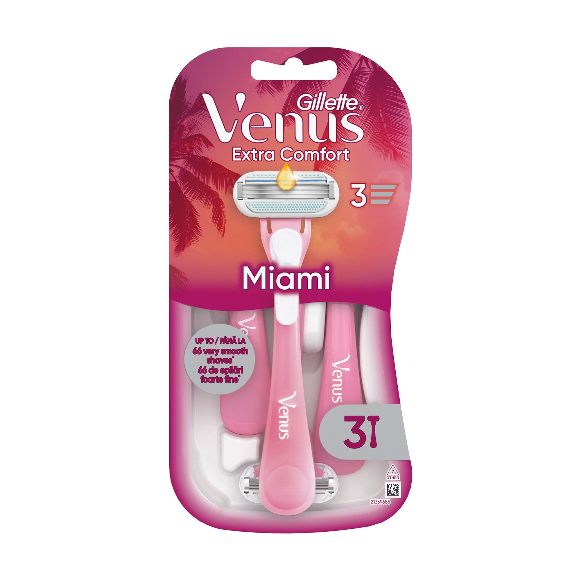 

Одноразові станки для гоління жіночі (бритви) Gillette Venus Smooth Miami, 3 шт