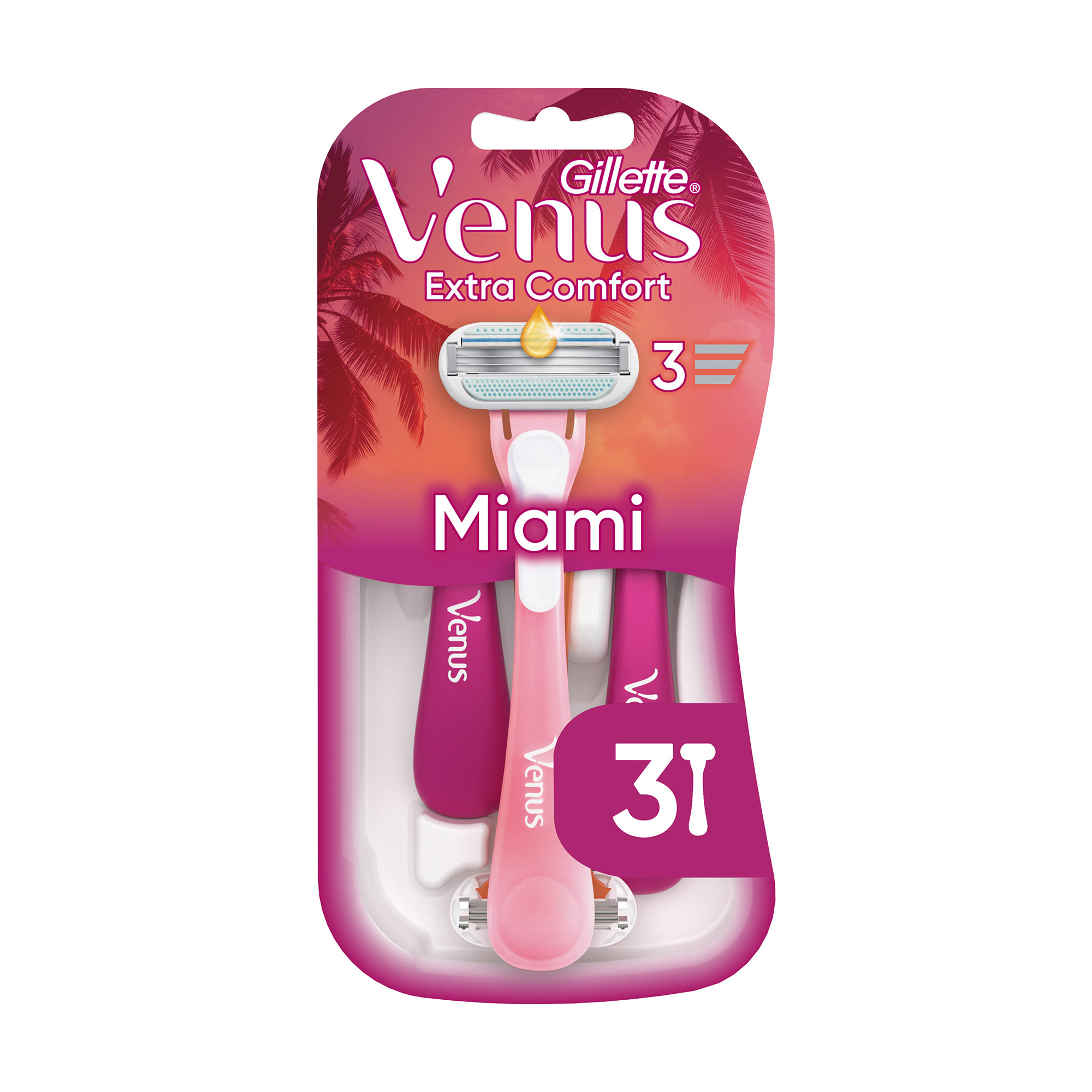 

Одноразові станки для гоління жіночі (бритви) Gillette Venus Smooth Miami, 3 шт