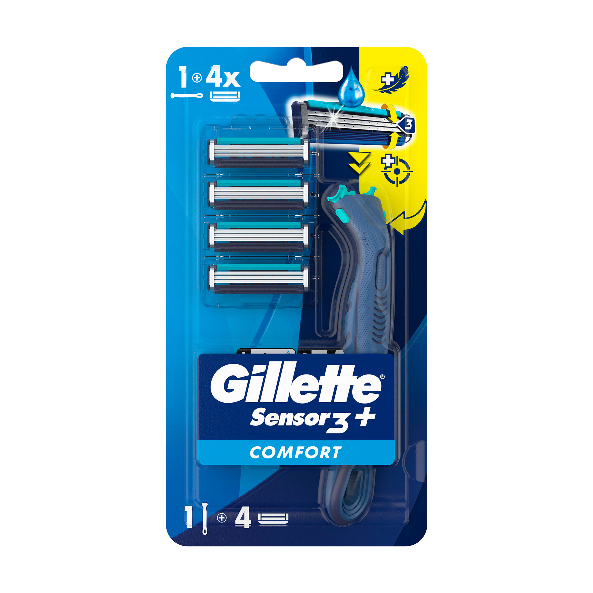 

Уцінка! Станок для гоління чоловічий (бритва) Gillette Sensor 3+ з 4 змінними картриджами