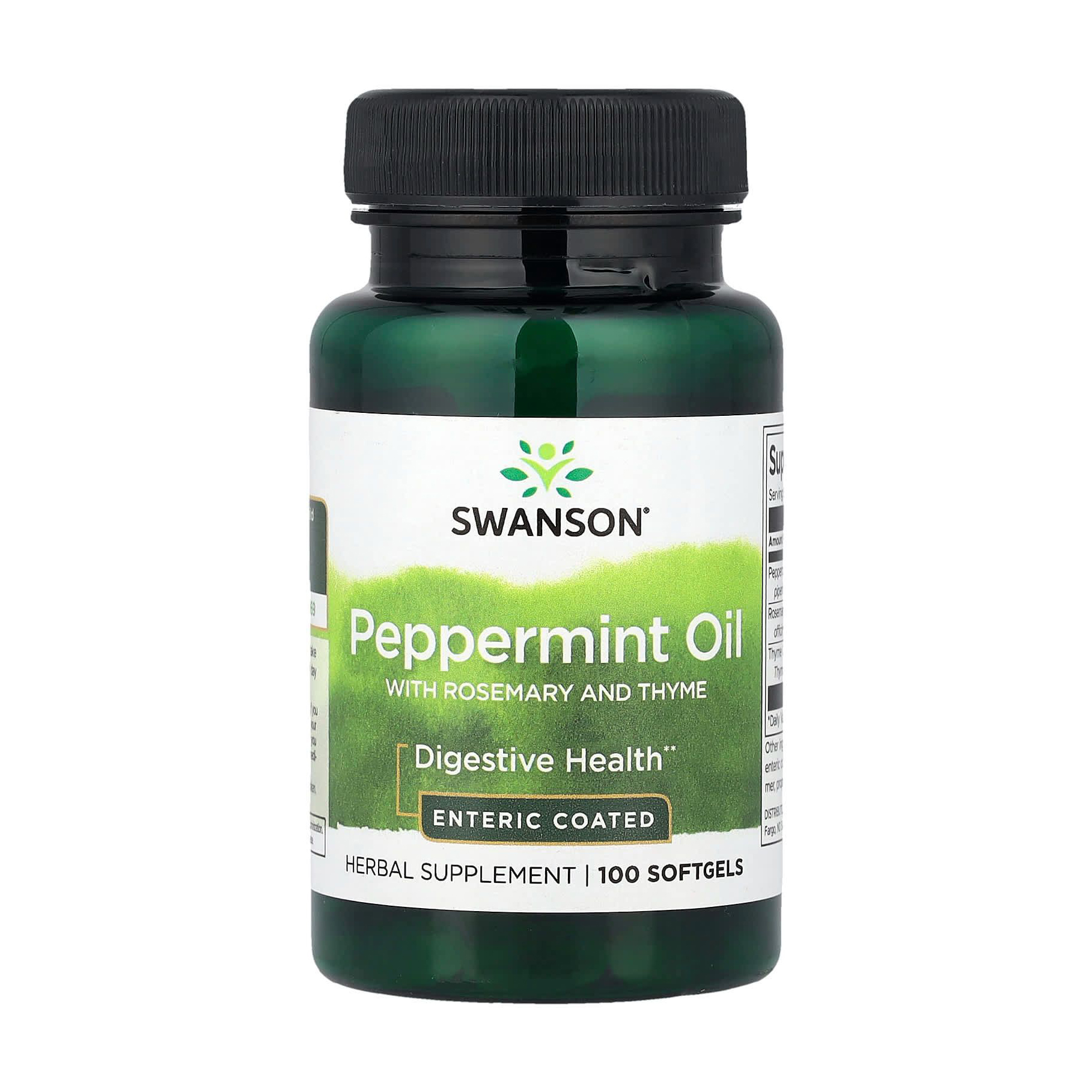 

Уцінка! Олія м'яти перцевої Swanson Peppermint Oil with Rosemary and Thyme з розмарином та чебрецем, 100 гелевих капсул