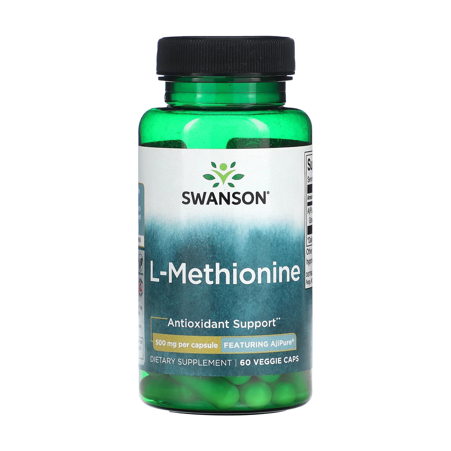 

Уцінка! L-метіонін Swanson L-Methionine Featuring AjiPure, 500 мг, 60 вегетаріанських капсул