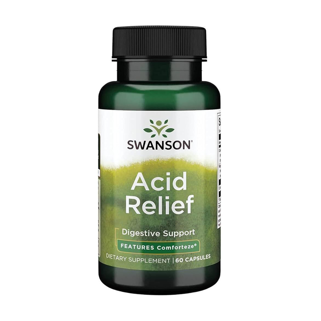 

Комплекс для зниження кислотності Swanson Acid Relief Features Comforteze, 60 капсул