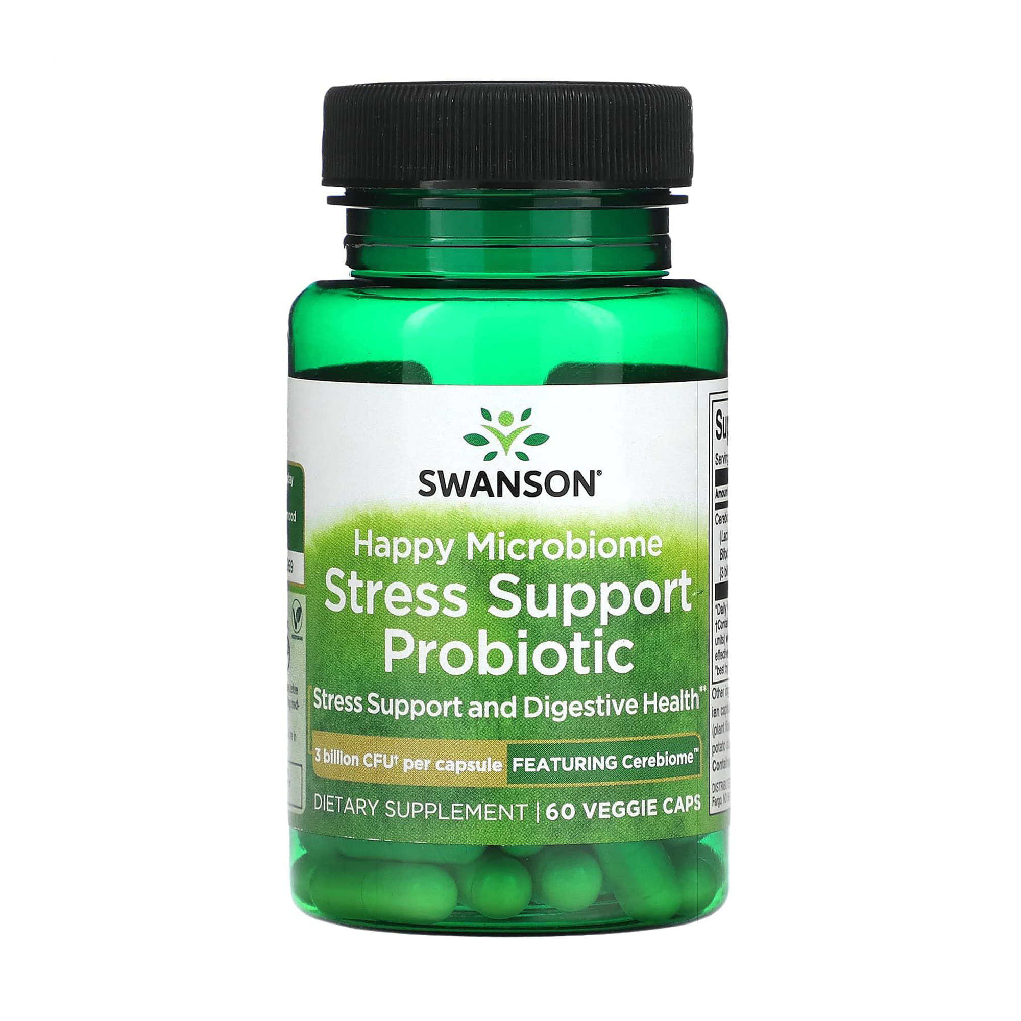 

Уцінка! Пробіотик для зниження рівня стресу Swanson Happy Microbiome Stress Support Probiotic 3 млрд КУО, 60 веганських капсул