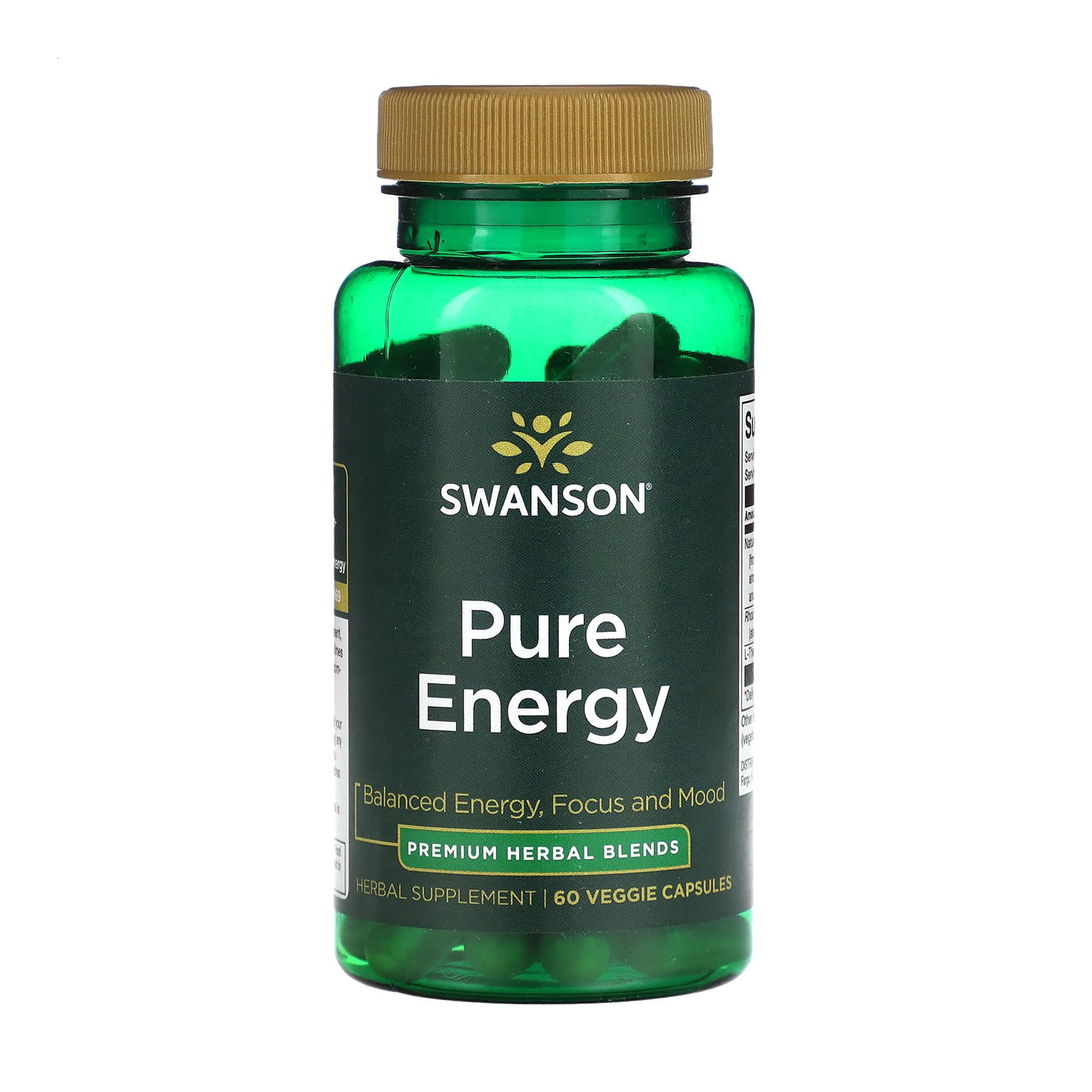 

Уцінка! Комплекс для підтримки енергії Swanson Pure Energy, 60 веганських капсул